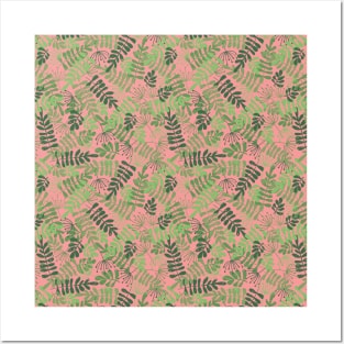 Green Foliage On Pink Posters and Art